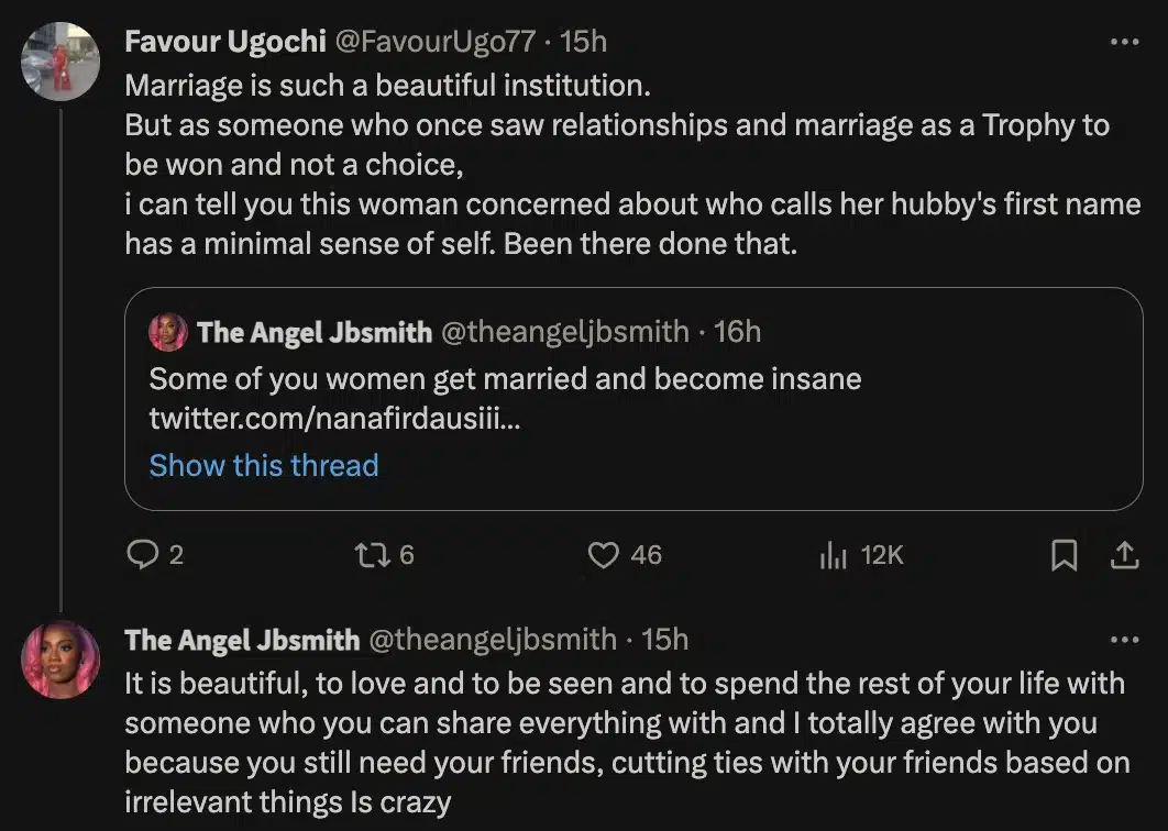 Angel Smith blasts women who are against female friends calling husband by name